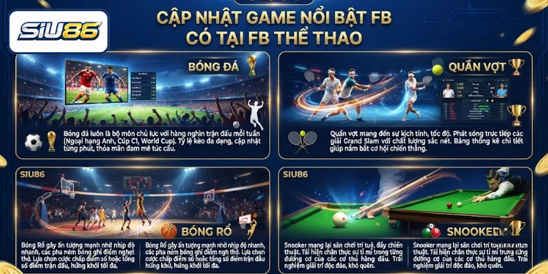 Cập nhật game nổi bật có tại FB thể thao