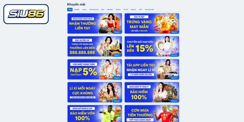 Khám phá các ưu đãi nổi bật của SIU86